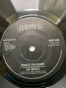 Mo Birch Dance On 7&rdquo; Promo Single NES 002 NEMS 1975 UK Demo Funk Soul Disco EX