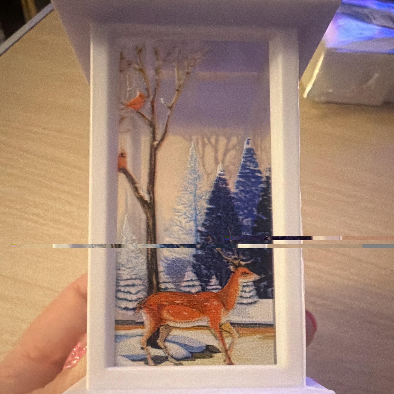 Christmas Deer & Forest Lantern Night Light Warm White LED Battery Operated image 6