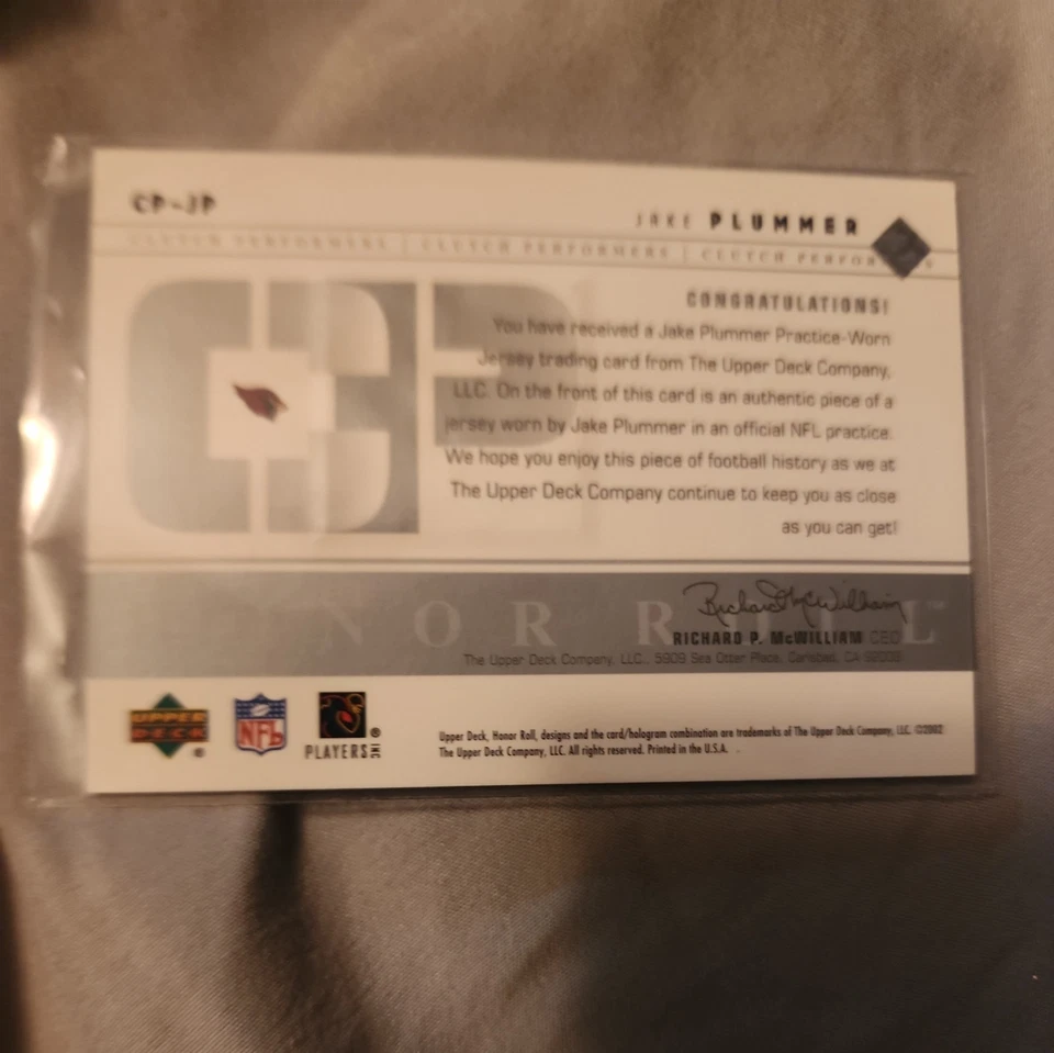 2002 Upper Deck Honor Roll #CP-JP Джейк Пламмер Клатч Исполнители Футболки - Изображение 2 из 2