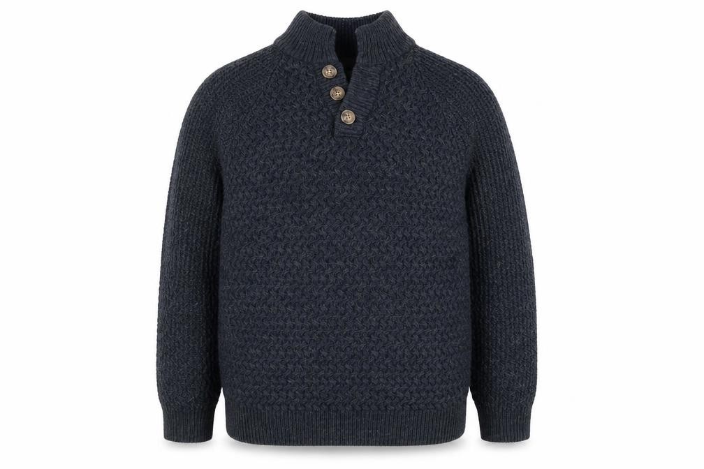 Burton Menswear London Mens Henley Jumper Size M Blue High Neck Long Sleeve