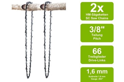 2 Sägeketten passend für Logosol 64 | 45cm 3/8 66TG 1,6mm