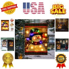 Lighted Christmas Garden Flag for Outside, Led Snowman Garden Flag, Winter Ya...