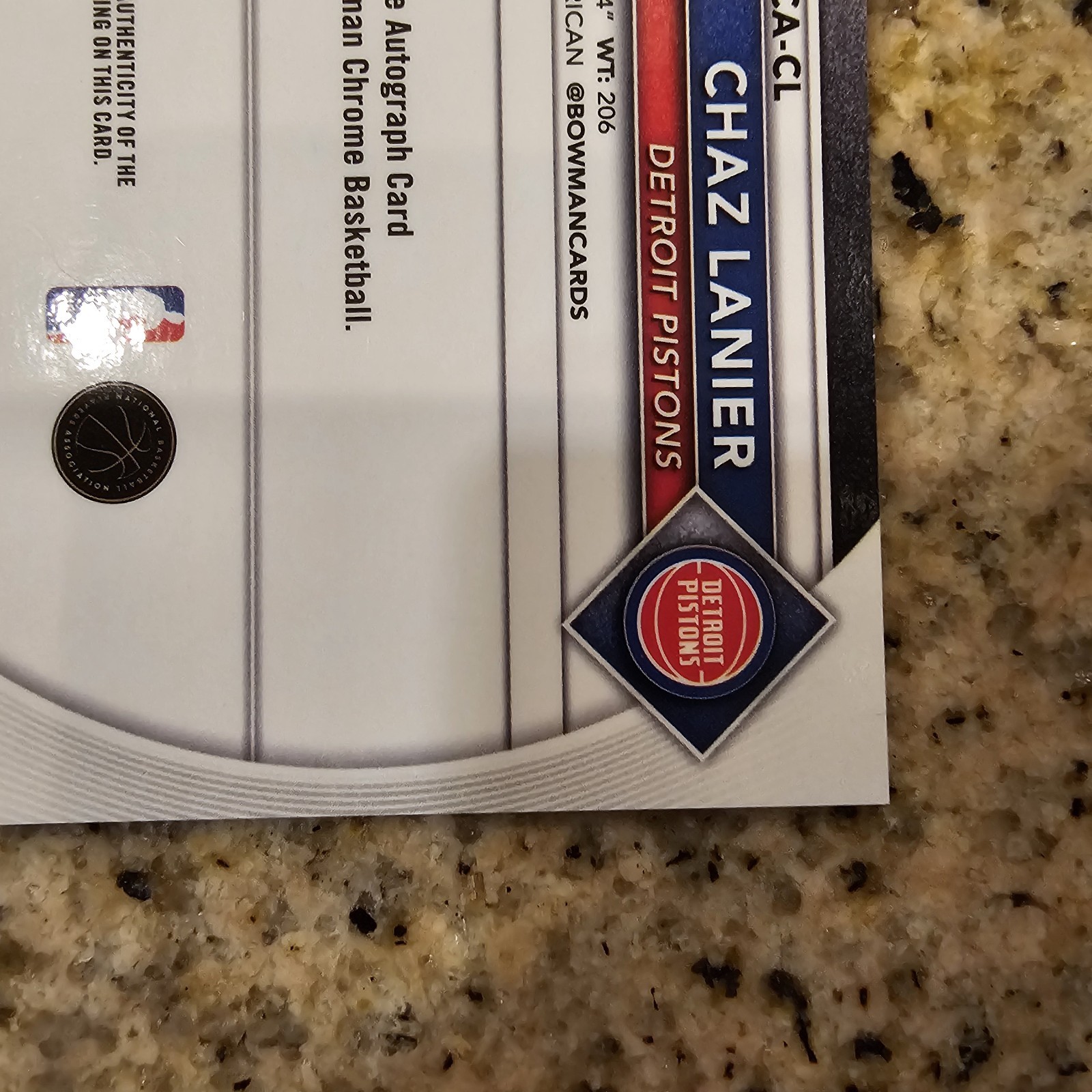 Chaz Lanier Rookie Bowman 1/1 Mojo Auto Detroit Pistons RC view 8