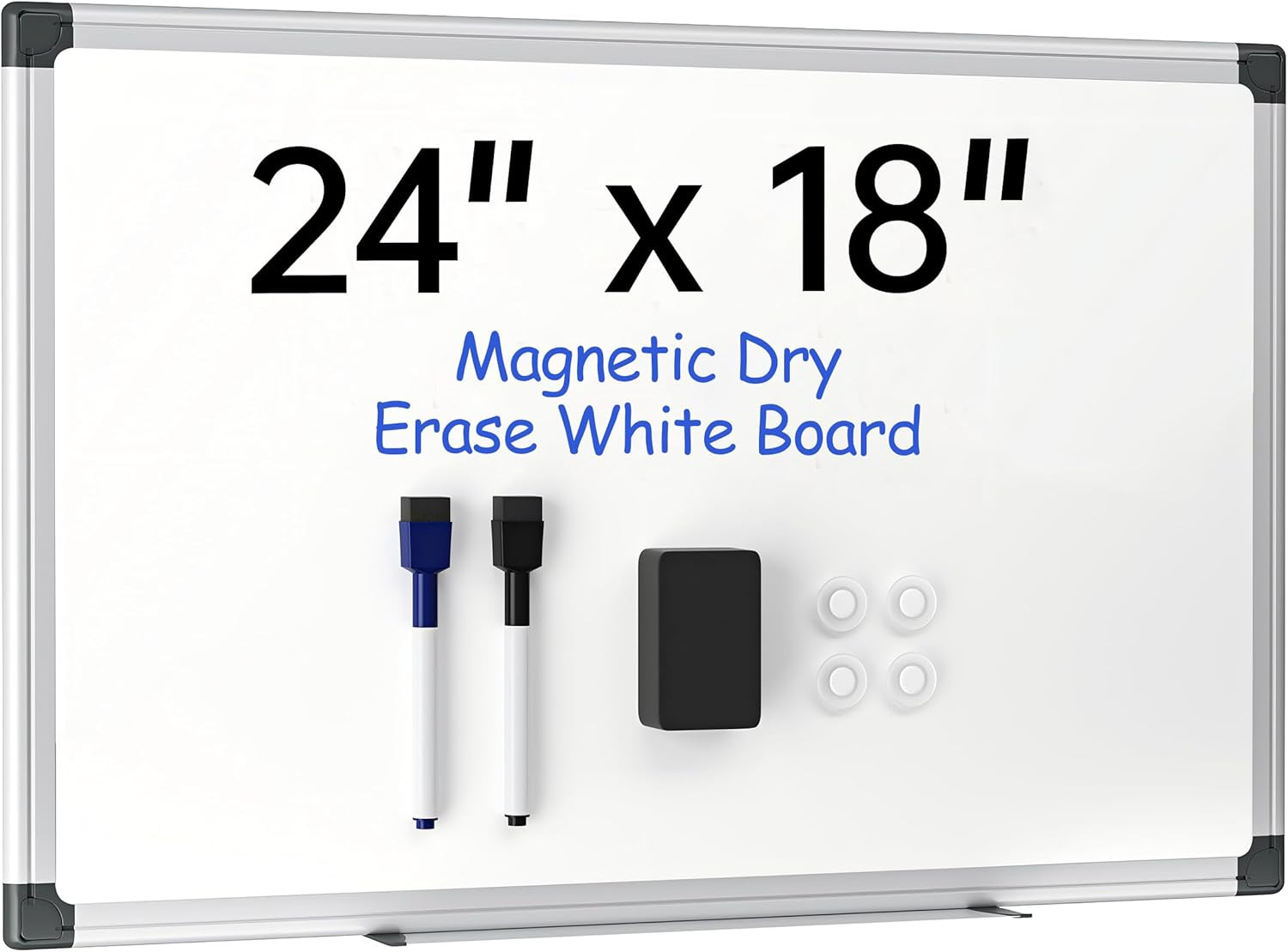 VUSIGN 24" X 18" Magnetic Whiteboard for Wall, Dry Erase Board with Silver Frame
