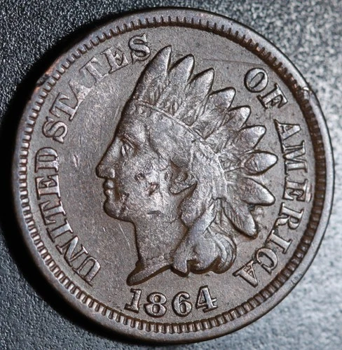 1864 INDIAN HEAD CENT - FINE Details - BRONZE