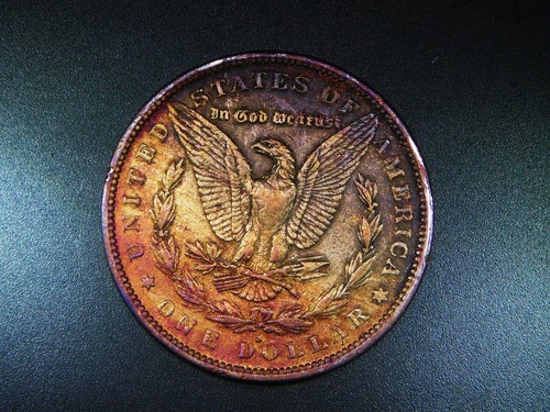 BEAUTIFUL AU TONED 1879-S MORGAN SILVER DOLLAR COLLECTOR GRADE COIN M818 - Picture 3 of 5