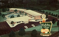 Holiday Inn ~ Manhattan Kansas ~ aerial postcard ~ artist rendering ~ 1950s-60s
