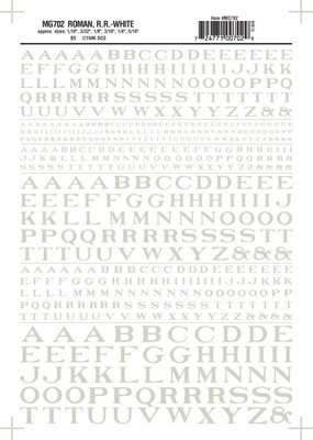 Woodland Scenics Roman Letters White Dry Transfer Decals MG702