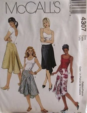 McCall's 4307 Womens 10-16 Asymmetrical Boho SKIRTS Godet Inset Hi-Low Pattern
