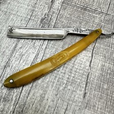 Vintage Kabriso Straight Razor Butterscotch Bakelite Solingen Germany Bear Logo