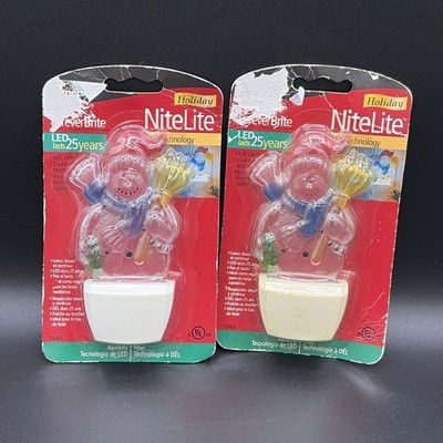 Lot of 2 AmerTac ForeverBrite LED Holiday NiteLite Snowman Christmas NOS 75063