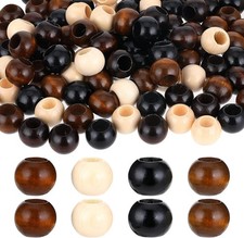 100PCS Wooden Beads, 20mm 20mm, off-white, light brown, dark black