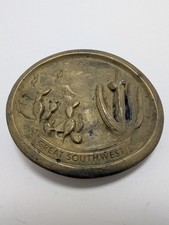 Vintage Indiana Metal Craft 1976 Great Southwest Brass Tone Belt Buckle As Is