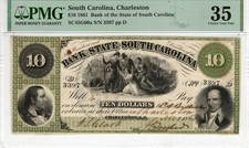 South Carolina - Charleston - Bank of the State 1861 $10 - PMG Ch Very Fine 35