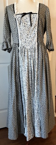 Replica Damen L Prairie Western Navy/Elfenbein Maxi Blumen Kleid mit Spitze + Bindeband Taille