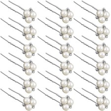 18 Pcs Pearl Hair Pins Bridal Wedding Hair Rhinestone Crystal Bobby Clips for...