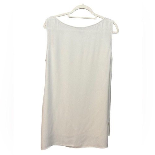 Neu ohne Etikett Eileen Fisher Seide Georgette Krepp Bateau-Ausschnitt Tank Tunika in Knochen Gr. L $ 218 - Bild 3 von 9