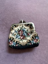 Vintage Floral Petit Point Tapestry Kisslock Coin Purse