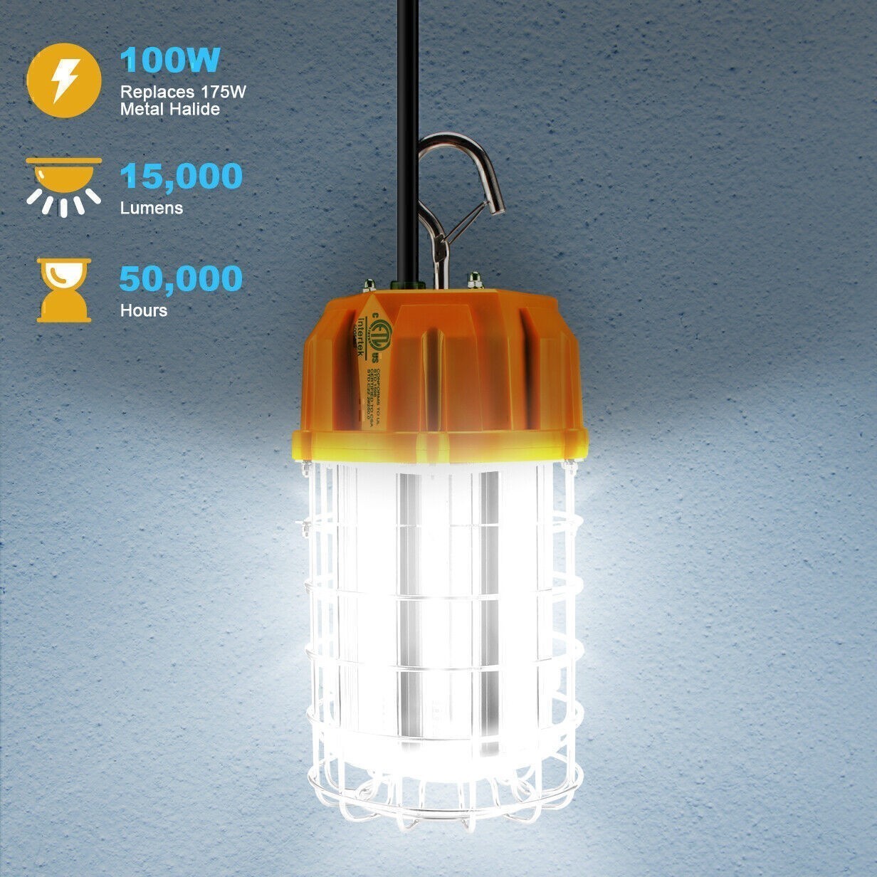 15000LM -100W LED Temporary Work Light Warehouse Constructions Jobsite Lighting