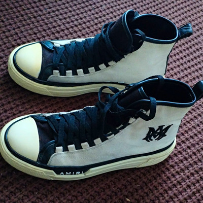 AMIRI Skel Toe Men s High Top Sneakers Black/White Canvas Lace-Up US 10