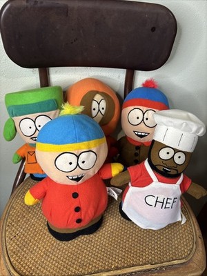 Set of 5 Nanco 2008 10  South Park Comedy Central Plush Chef,kyle,Stan,Kenny,car