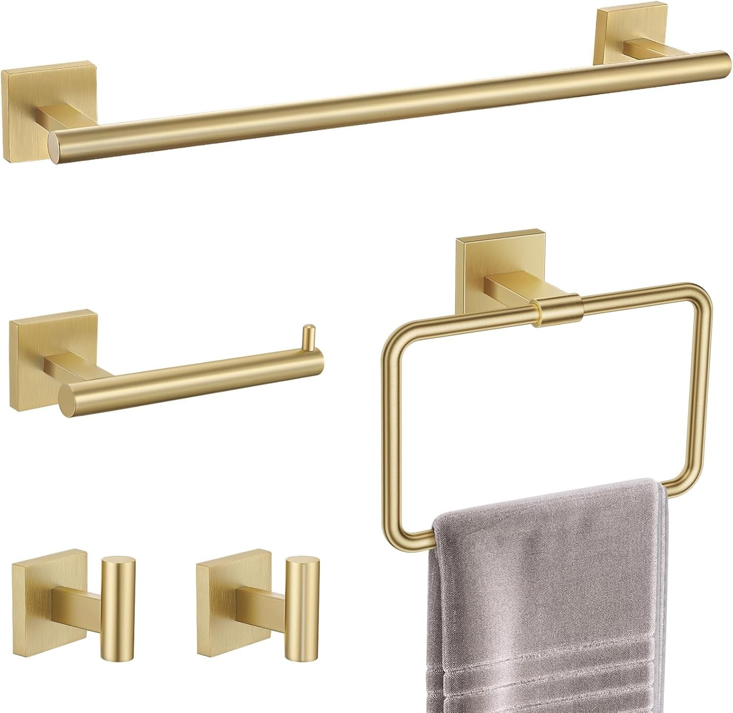Bar Set 5-piece Brushed Gold Bathroom Hardware Accessories S
