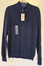 IZOD Saltwater Hyannis Quarter-Zip Sweater   Navy   Size Medium   NWT