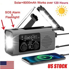 Emergency Solar Hand Crank Weather Radio 8000mAh Power Bank Charger Flash Light