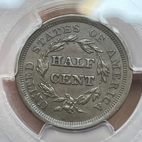 1856 1/2c capelli intrecciati mezzo centesimo PCGS XF 45 - Foto 3 di 5