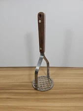 Vintage Maid Of Honor  Stainless Potato Masher Wood Handle 9.5”  USA made