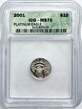 US 2001 Platinum $10 Eagle Graded ICG MS 70 .9995 1/10th Oz Bullion Coin