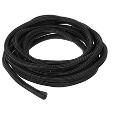 25 Ft - 5/8 in Expandable Braided Cable Sleeving, PET Split Sleeving, Black