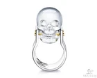 Quartz Rock Crystal Hand Carved Crystal Skull Ring, Skull Jewelry