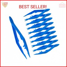 Vakly Plastic Forceps Tweezers Blue Disposable First Aid Pickup Grabbers with Fi