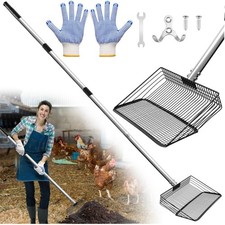 Chicken Poop Scooper 10 Inch, Large Chicken Coop Litter Scoop 22'' to 62" Lon...