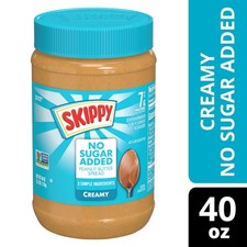 SKIPPY No Sugar Added Creamy peanut butter spread, Shelf-Stable, 40 oz
