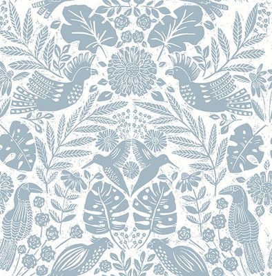 FD27000_Terrace Folk Birds Decorative duck egg white Fine Decor Wallpaper