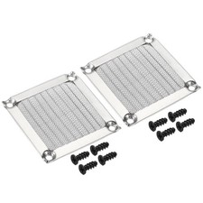 2Pcs 60mm Fan Filter Grills w Screw Aluminum Frame Stainless Steel Mesh Silver