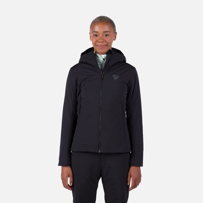 Rossignol Opside Womens Ski Jacket Hooded Black Zip Insulated Lightweight L NWT