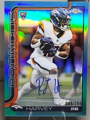 RJ Harvey RC Auto /299 Teal Lava Refractor - 2025 Topps Chrome - Broncos Rookie