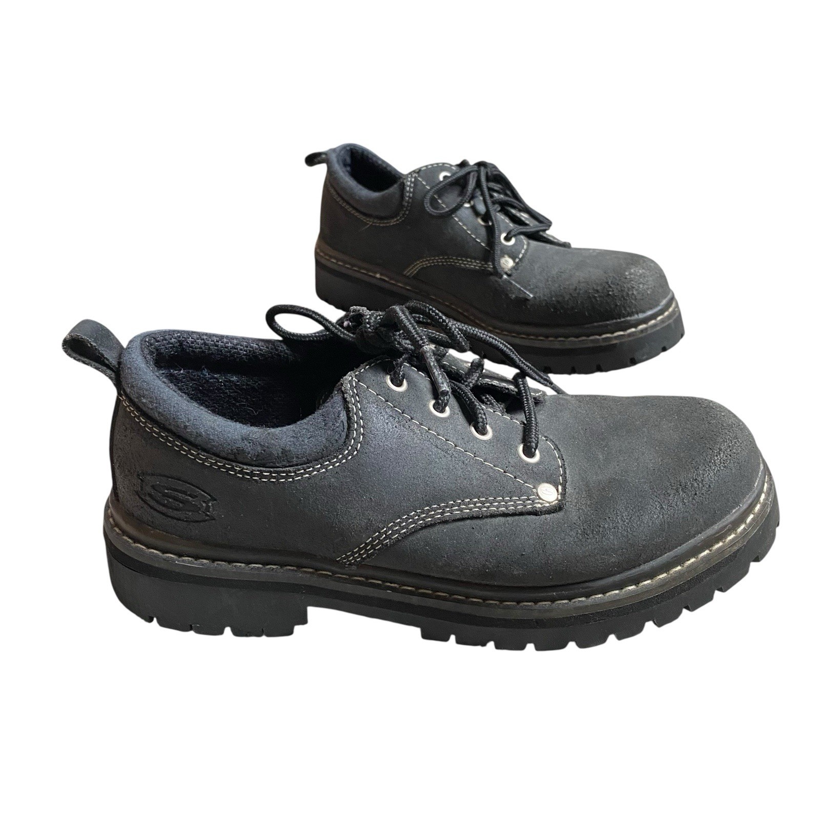 SAOLA Scarpe Oxford vintage Skechers Y2K donna 8 EU 38 nere scamosciate suola spessa punk