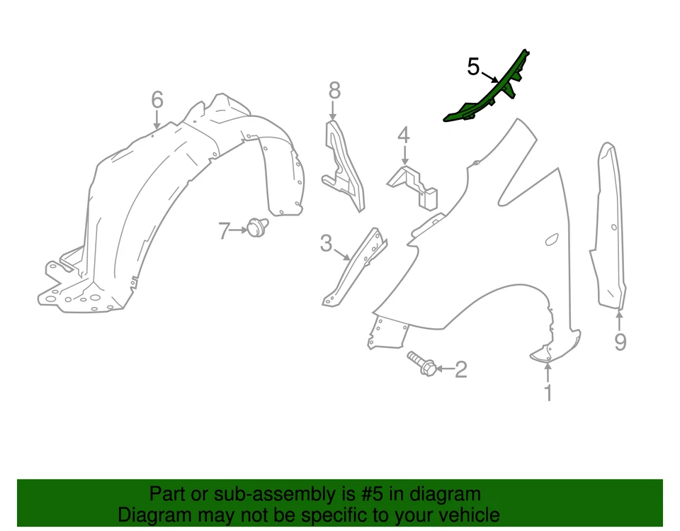 Sello guardabarros/parabrisas delantero izquierdo conductor Nissan Versa Note 66895-3WC0A Foto 2 de 2