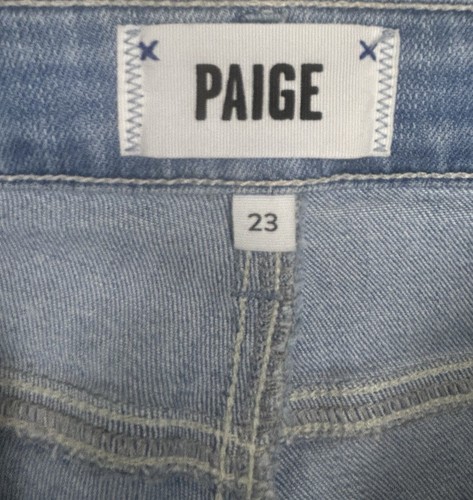 Paige Size 23 Blue Light-Wash 5-Pocket Belt-Loops Raw Hem Hoxton Ankle Jeans - Picture 11 of 12