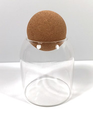 Glass Storage Container with Ball Cork Kitchen Glass Jar Candy Jars 5.25" Tall