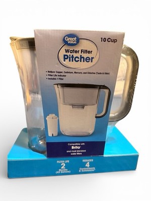 Great Value 10 Cup Water Filter Pitcher w/ Filter   Brita Compatible   New 