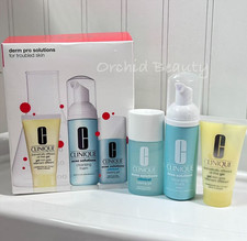 New Boxed 3PC Clinique Acne Solutions Kit For Troubled Skin Cleanser Gel Lotion