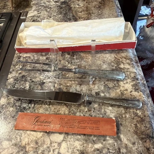 Antique Gorham Camellia Sterling Silver Meat Carving Set Art Nouveau Knife 925