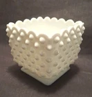 VTG Fenton Milk Glass Square Hobnail Planter/Candy Dish EUC