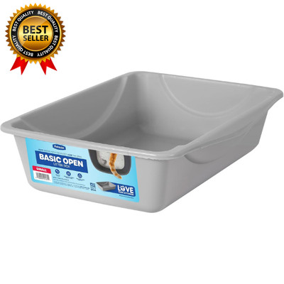 Eco-Friendly Small Cat Litter Box with Wide Base - Blue Mesa & Mouse Gray