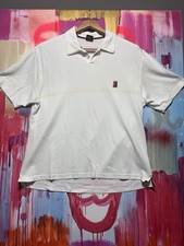 Vintage Nike Polo Shirt Mens Medium White Dri Fit Court Block Stitch Tennis Y2K